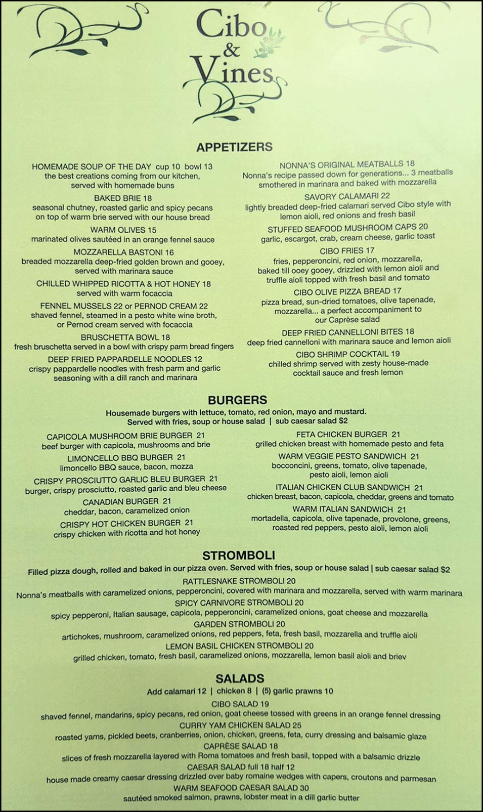 image of food main menu part 1